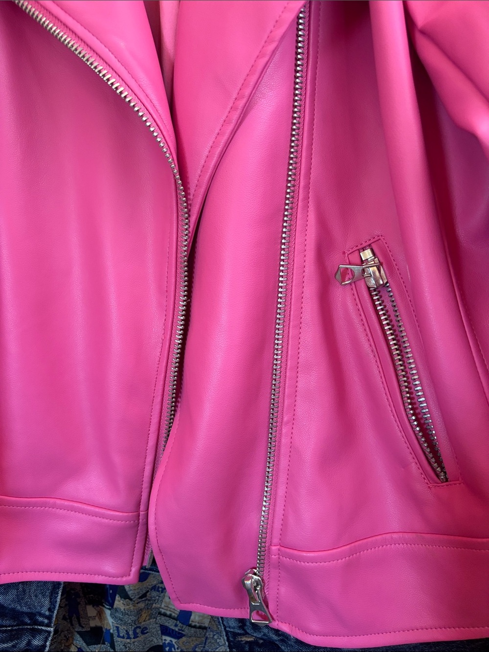 torrid Hot Pink Faux Leather Moto Jacket 1X 14/16 new with tags - Picture 7 of 10